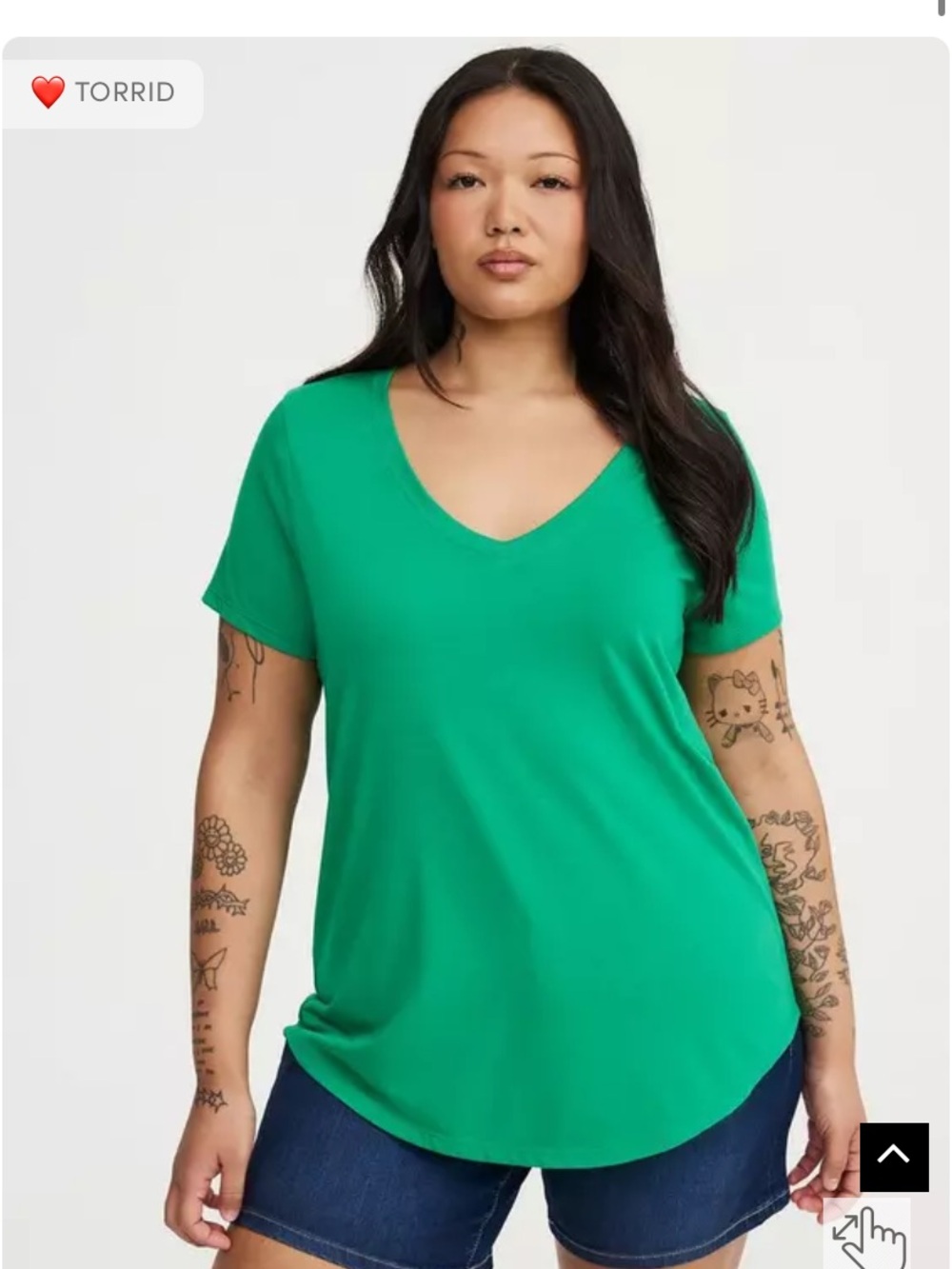 torrid Bright Emerald V-Neck Short Sleeve Tee